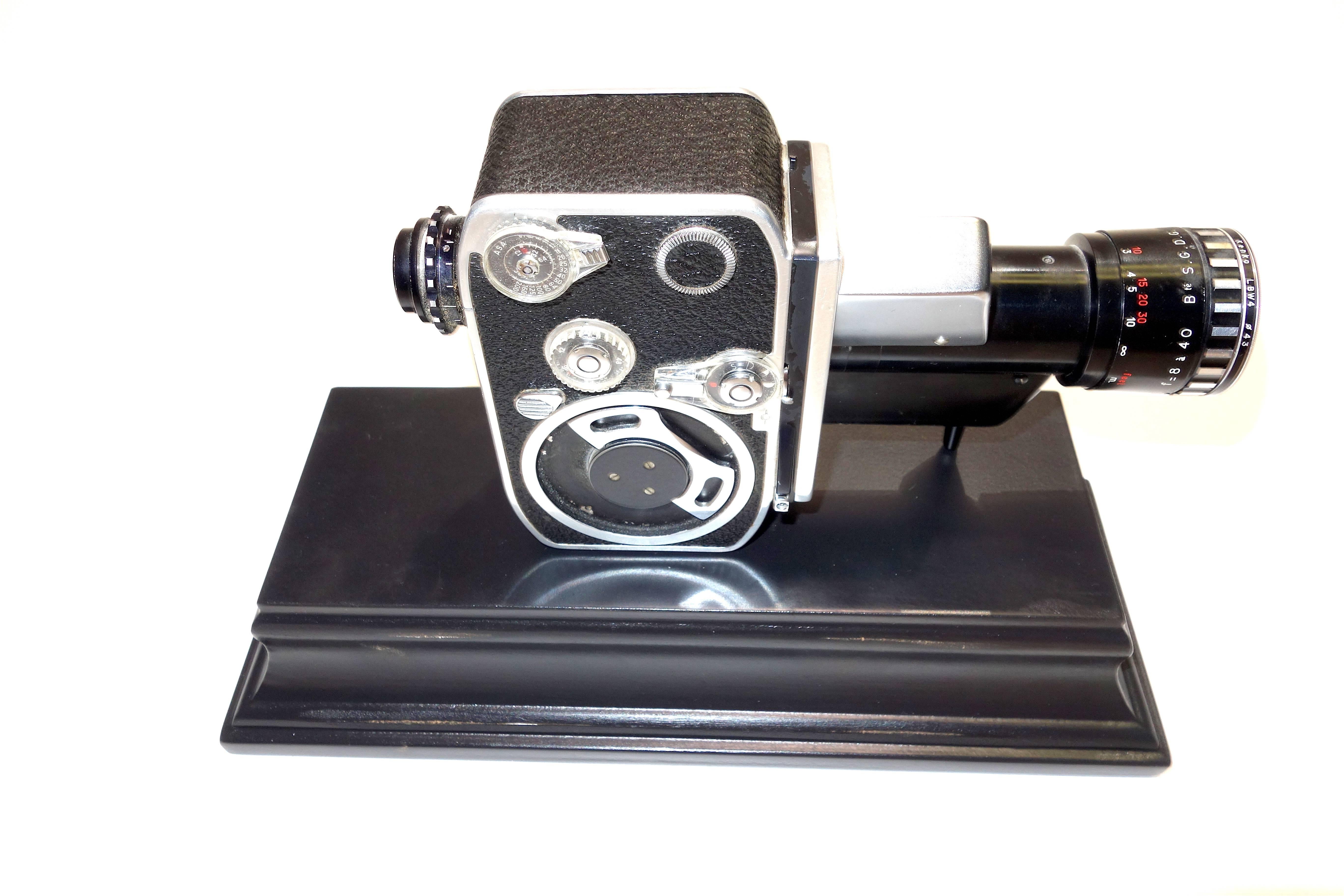 Archaistic Bolex Circa Midcentury 8mm Movie Camera, Mounted as Sculpture For Sale