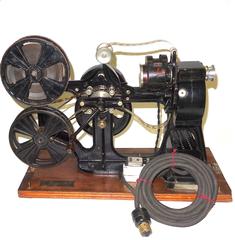 Pathe 28mm Hand Crank Movie Projector, circa 1918, with Film, Vintage Sculpture