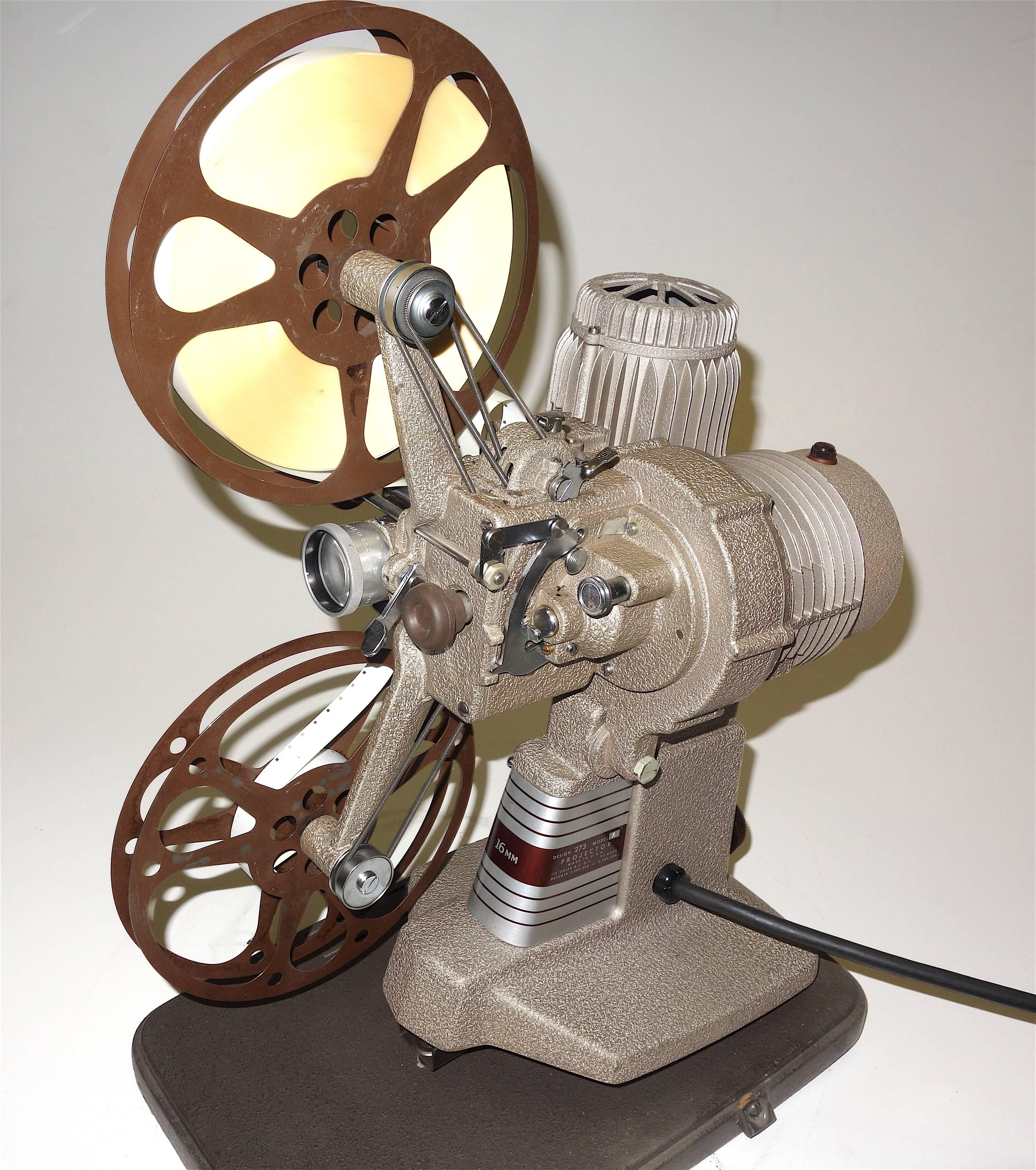 Metal 16mm Movie Projector, circa 1940, Rare Sculpture for Media Room For Sale