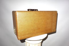Film Equipment Luggage Case, Vintage, circa 1940s Patterned Canvas on Wood. Deco
