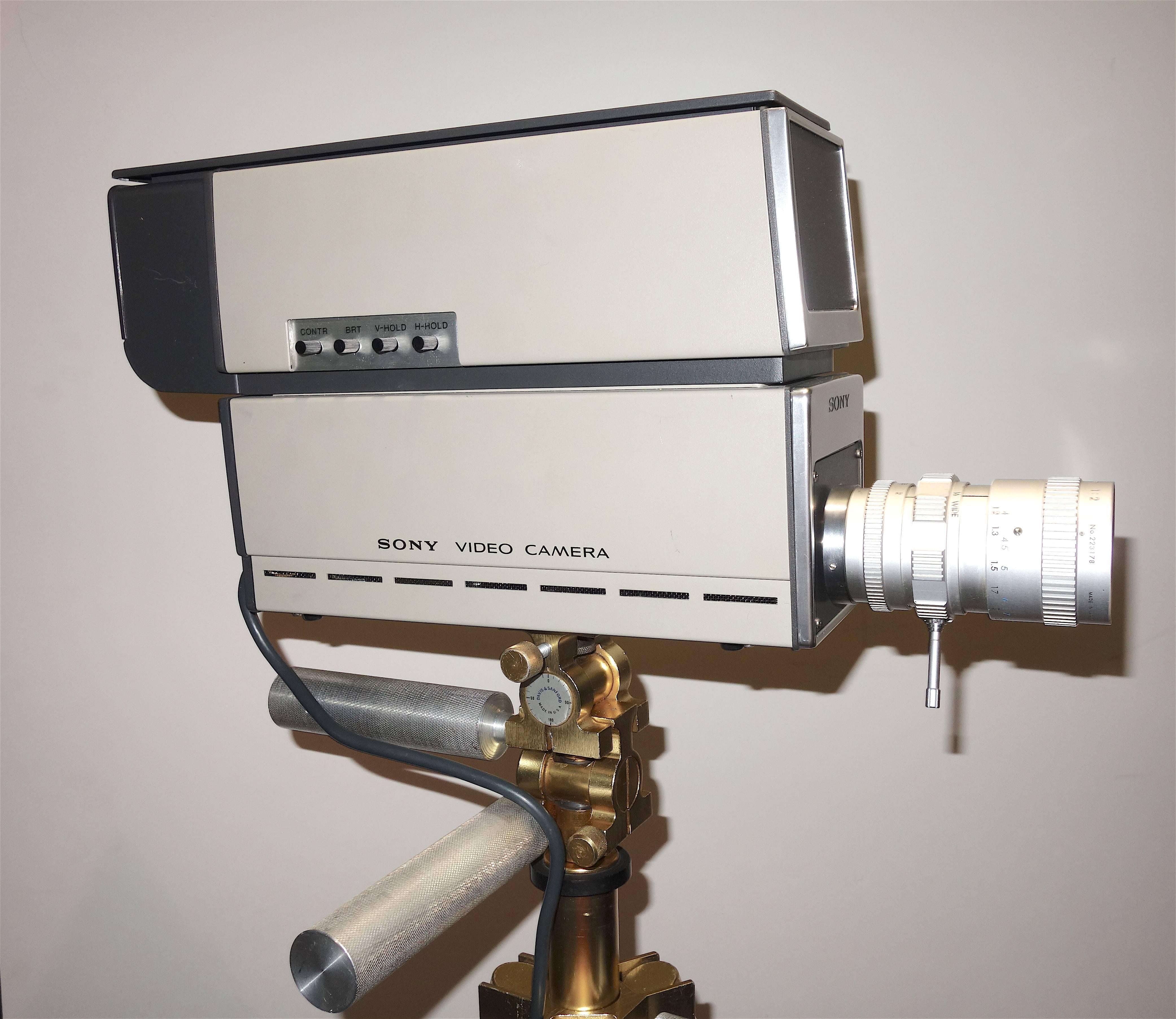 Industrial Sony Vintage Vidicon Video Camera, wirca 1969-1970, with Tripod For Sale
