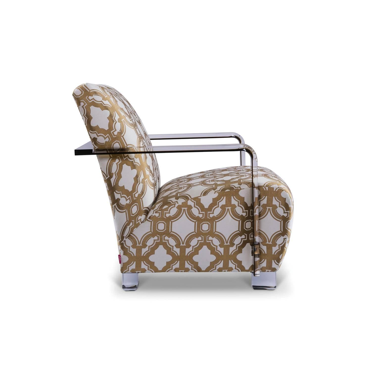 Modern Limited Edition Gold and Ivory Marrakesh Gate Armchair For Sale