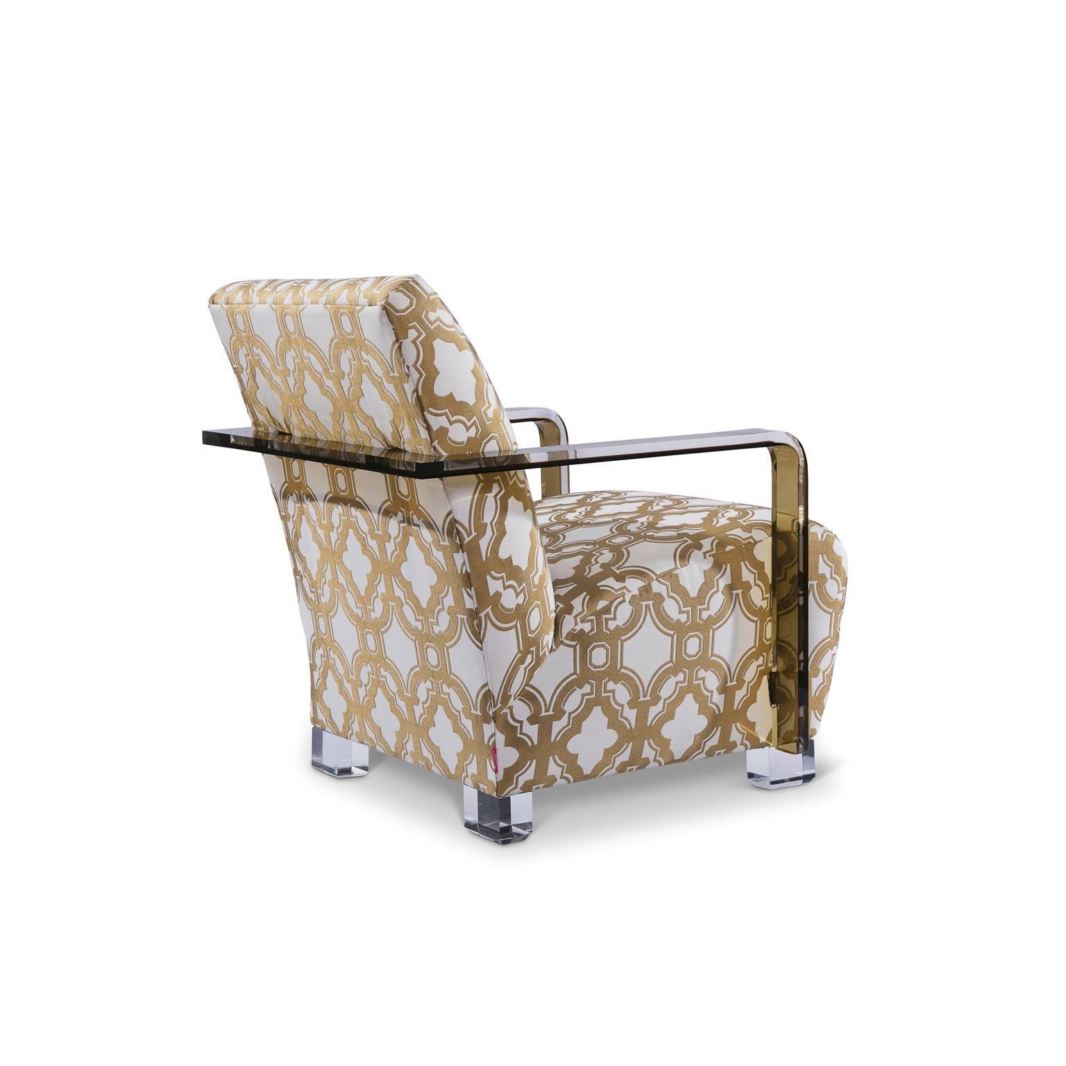 American Limited Edition Gold and Ivory Marrakesh Gate Armchair For Sale