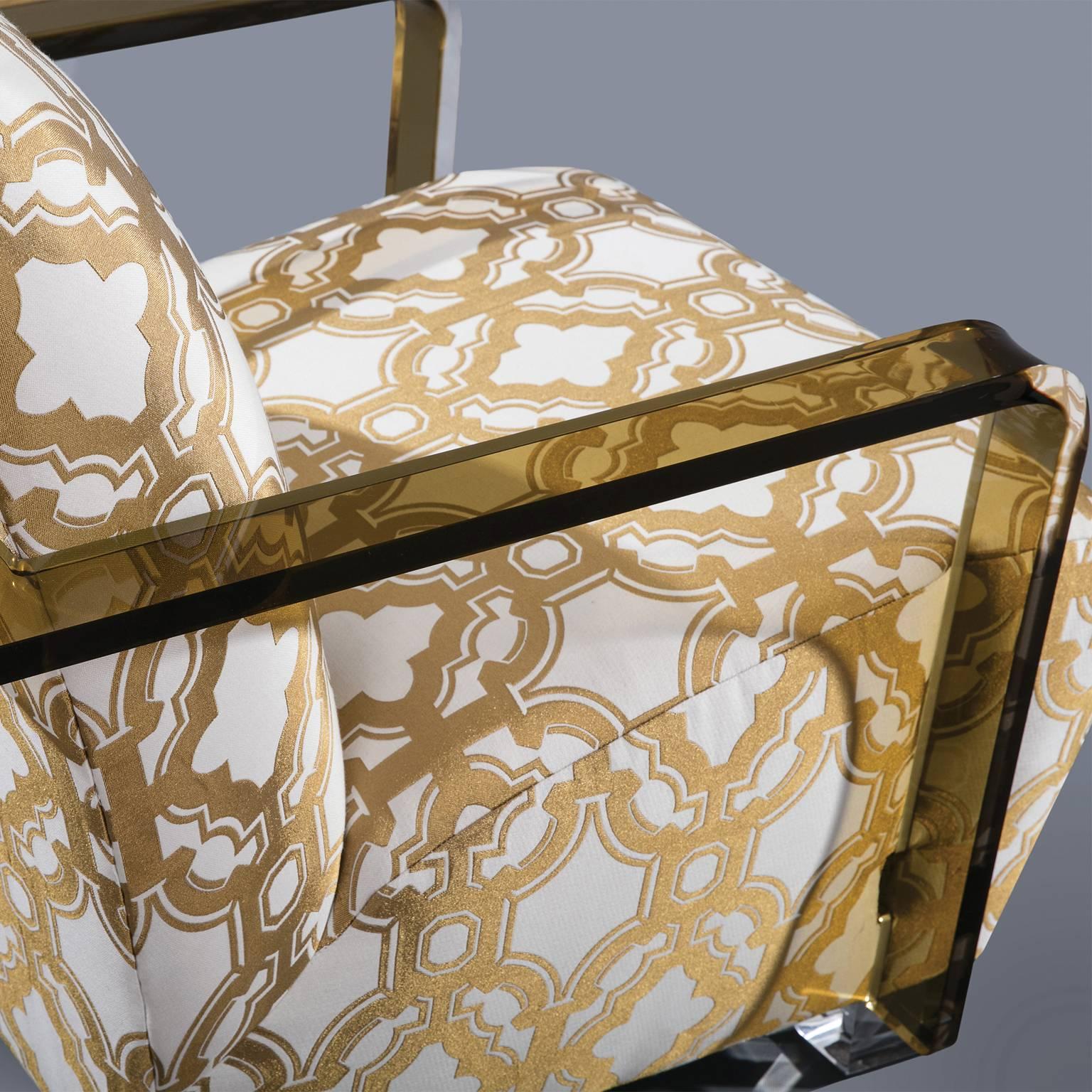 Limited Edition Gold and Ivory Marrakesh Gate Armchair In Excellent Condition For Sale In Miami, FL