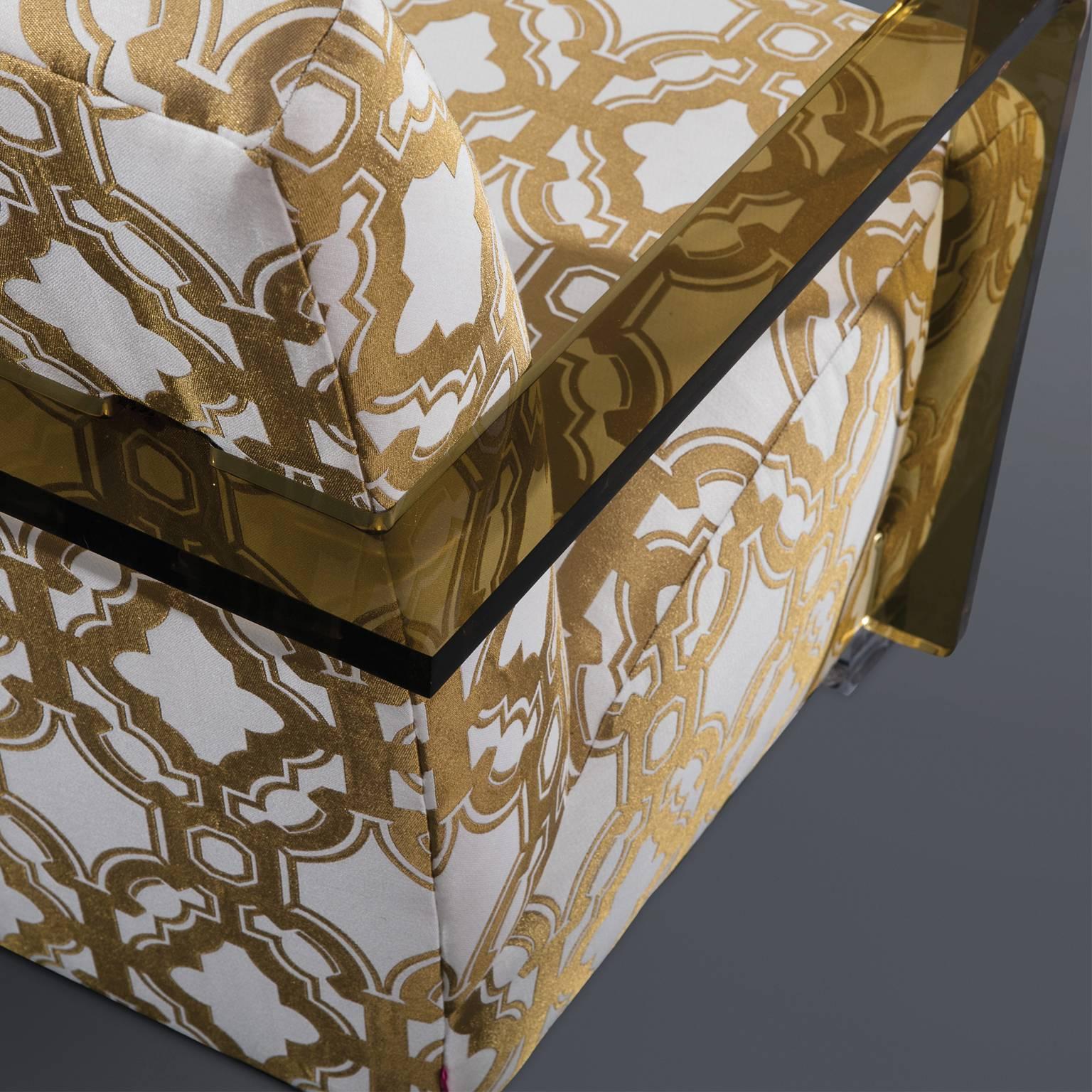 Polished Limited Edition Gold and Ivory Marrakesh Gate Armchair For Sale