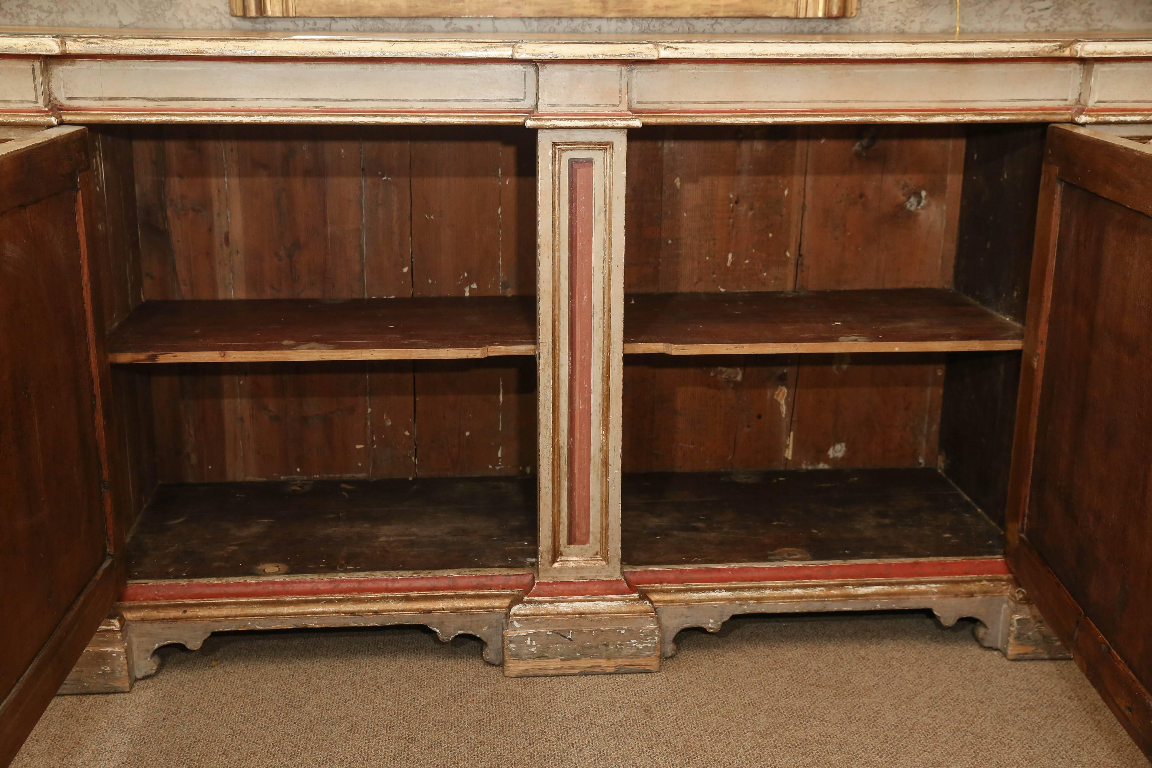 Italian Polychrome Credenza or Buffet with Faux Marble Top, Early 19th Century 1