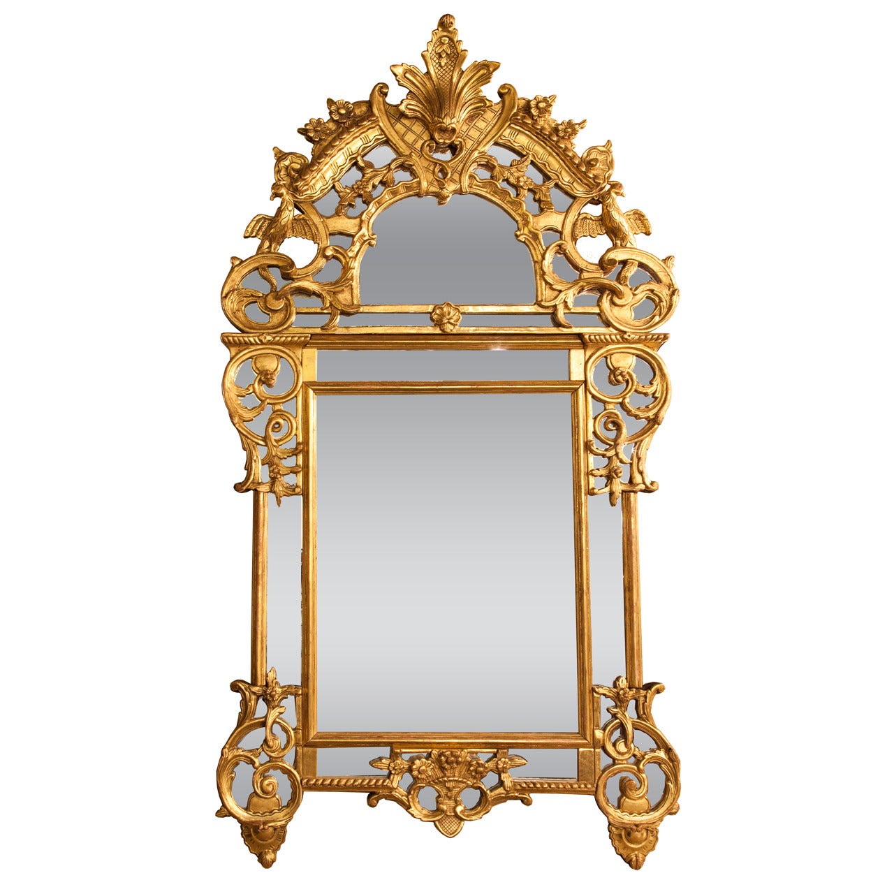 French 19th Century Chinese Chippendale Style Giltwood Mirror