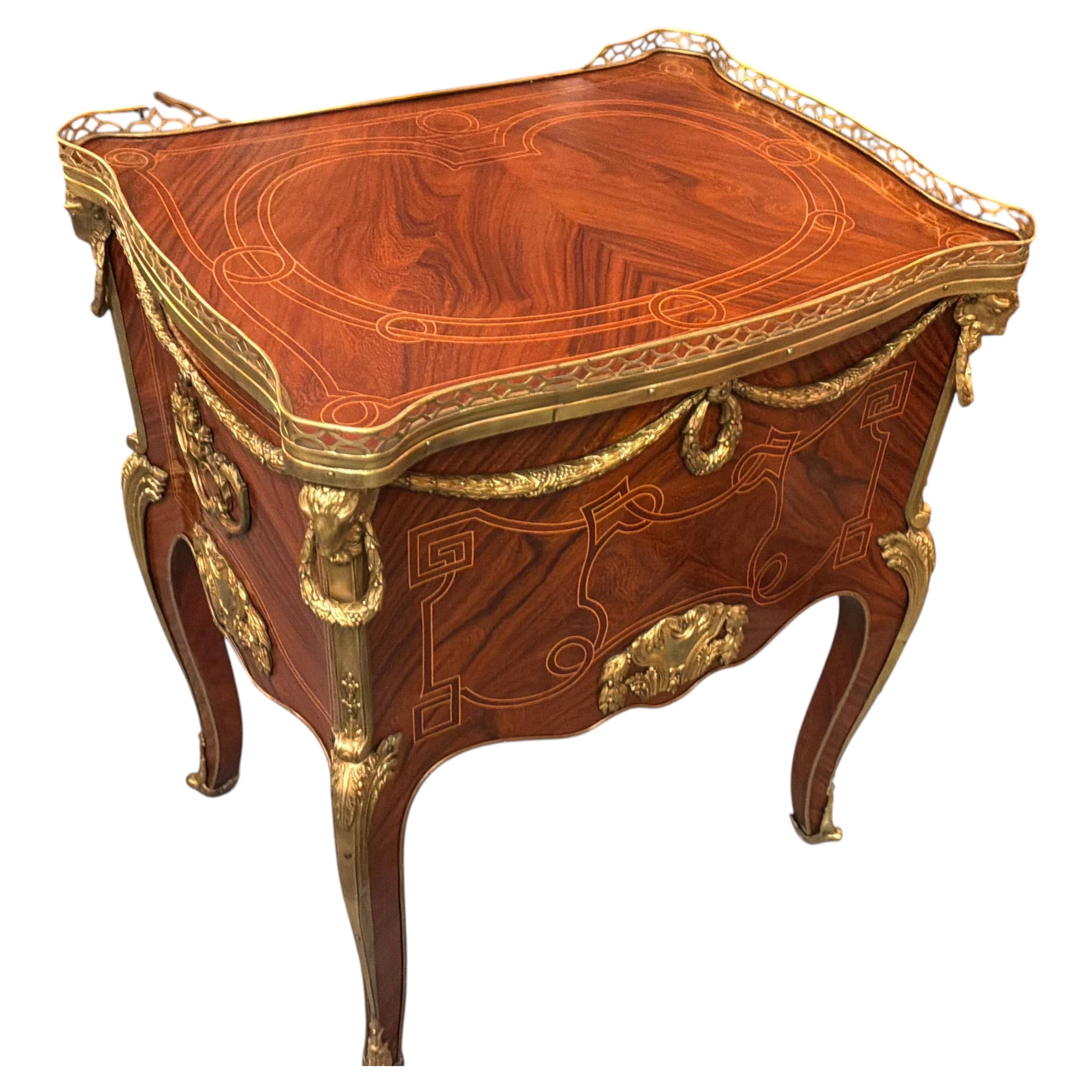 Louis XV Style Commode/ Secretary with Leather Writing Surface, 3 Drawers