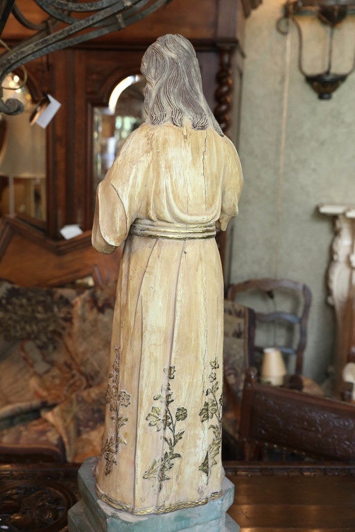 19th Century Carved Wooden Statue of Jesus
