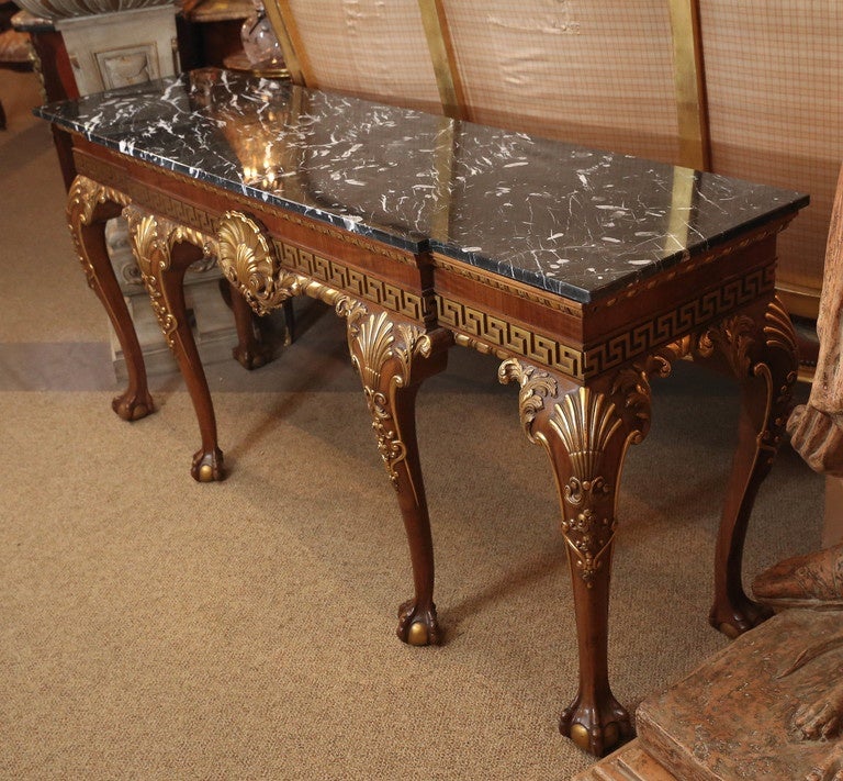 Library or Console Table with marble top and gilt wood accents For Sale at 1stDibs gilt table