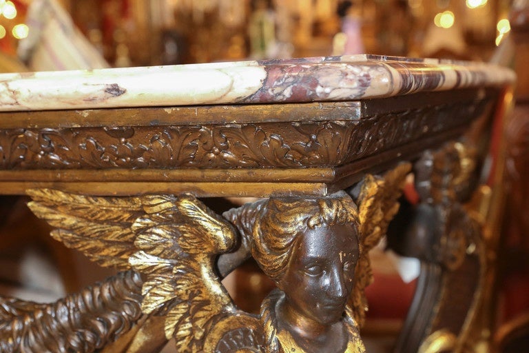 Baroque Italian antique Center Table in Carved Walnut circa 1840