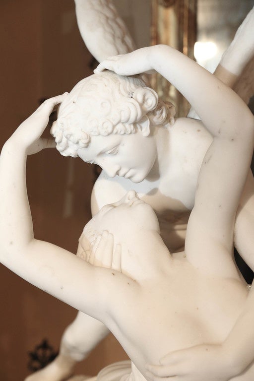 Marble sculpture of Cupid and Psyche after the original on the piazza San
Marco by Antonio Canova. It is signed F. Viche Florence and it is mid
19th century. It is presented on a newer marble base
The base measures:
60 inches wide by 32 inches D