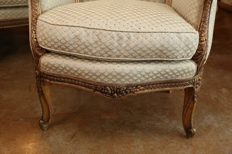 French Louis XV Style Giltwood Settee Set antique circa 1840