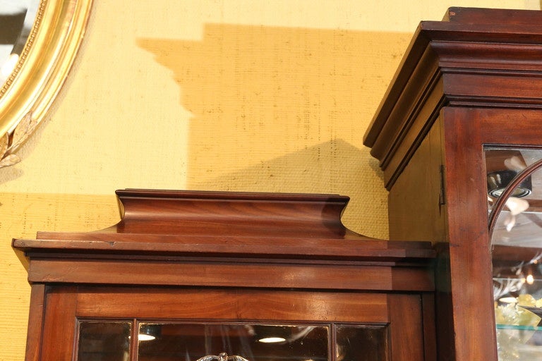 Antique English Mahogany Breakfront Bookcase and secretary; 19th Century 1