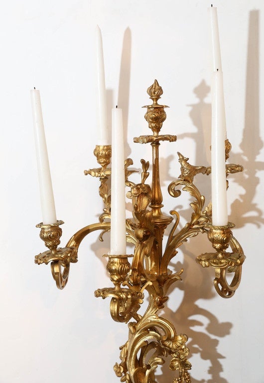 French Clock and Candleabrum Grand Scale Garniture Set In Good Condition For Sale In Houston, TX