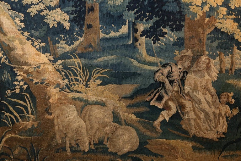 Wool 17th Century Flemish Tapestry For Sale