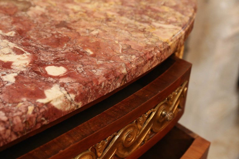 French Louis XVI Style King Wood, Exotic Woods Demilune Commode In Excellent Condition For Sale In Houston, TX