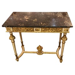 Fine French console center table with black marble top Louis XVI style