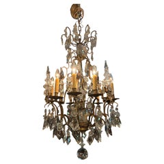 French crystal and bronze chandelier in the baccarat stylr