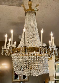 Large French empire style chandelier with fifteen lights