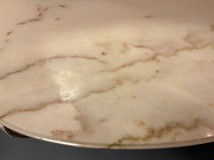 Pair of French white painted consoles and marble tops