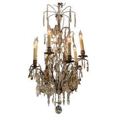 French silvered bronze chandelier with eight lights