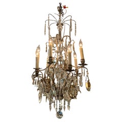 French silvered bronze chandelier with eight lights