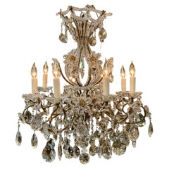 French eight light chandelier with beaded flowers and beaded arms