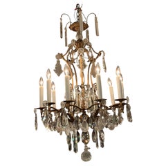 French chandelier with gilt bronze, clear and rock crystal.