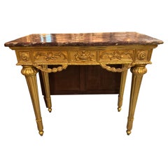 French louis XVI style Giltwood console with marble top