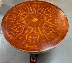 Empire style center table 19 th century with marquetry and gilt bronze mounts