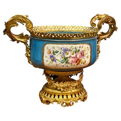 Sevres porcelain monumental center piece, Napoleon III Celeste bleu