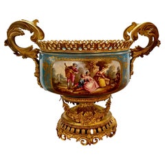 Sevres porcelain monumental center piece, Napoleon III Celeste bleu