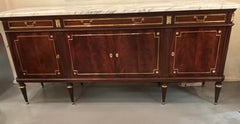 Louis XVI style mahogany buffet with white marble top
