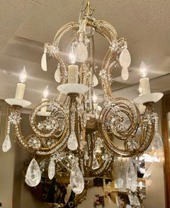 Pair of rock crystal neoclassical style beaded chandeliers