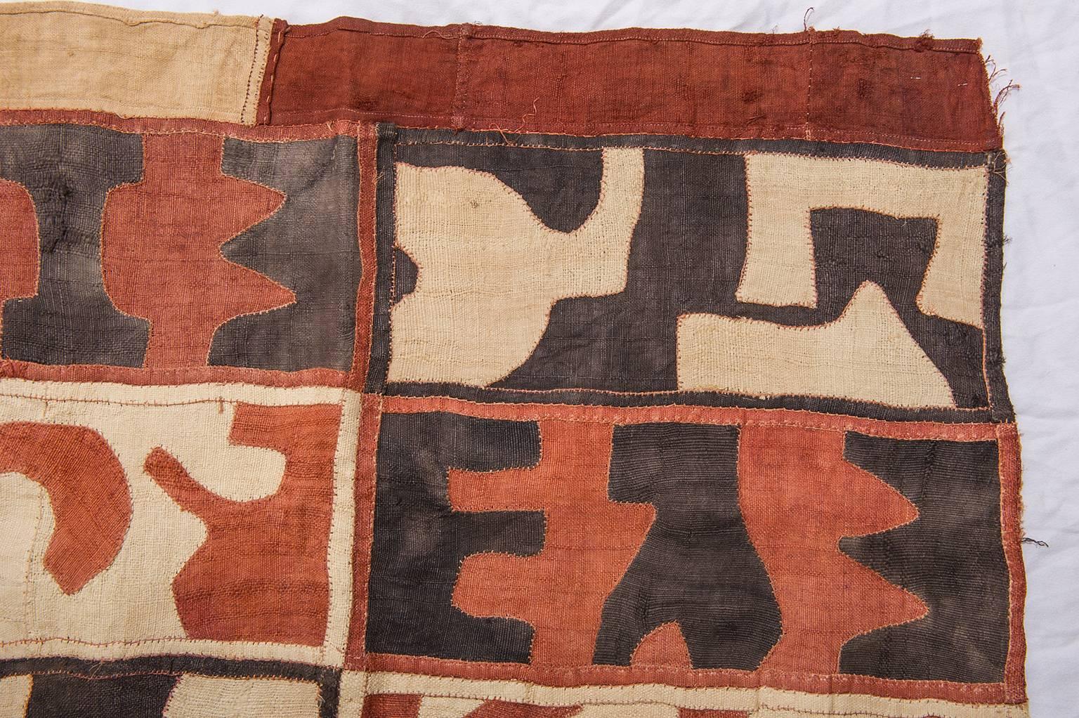 20th Century African textile Kuba Zaire, suitable for table or Wall Hanging