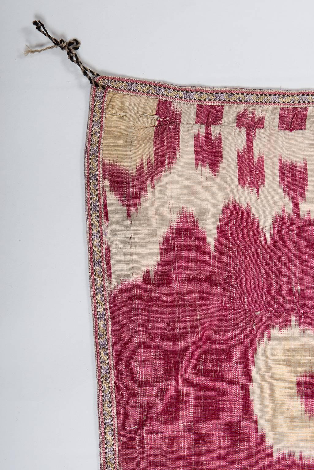 Tribal Antique Bokara Ikat, Silk  Textile Wall Hanging or for Table