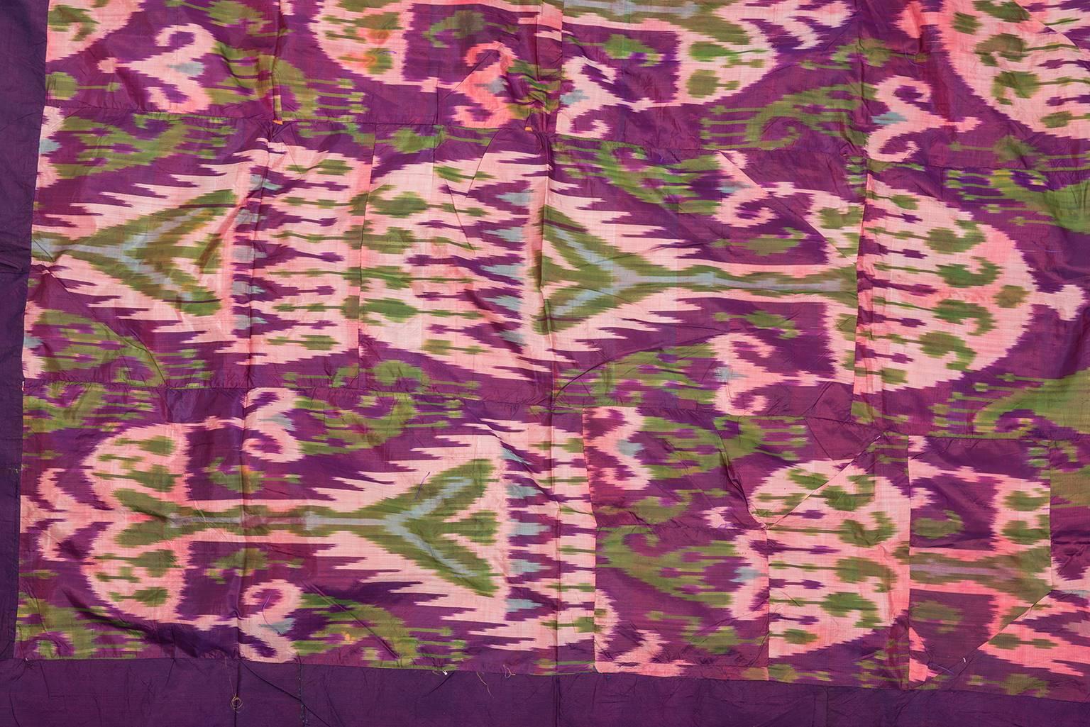 Tribal Old   Ikat Bokara Silk Panel Textile , suitable for Table, Bed or Wall Hanging