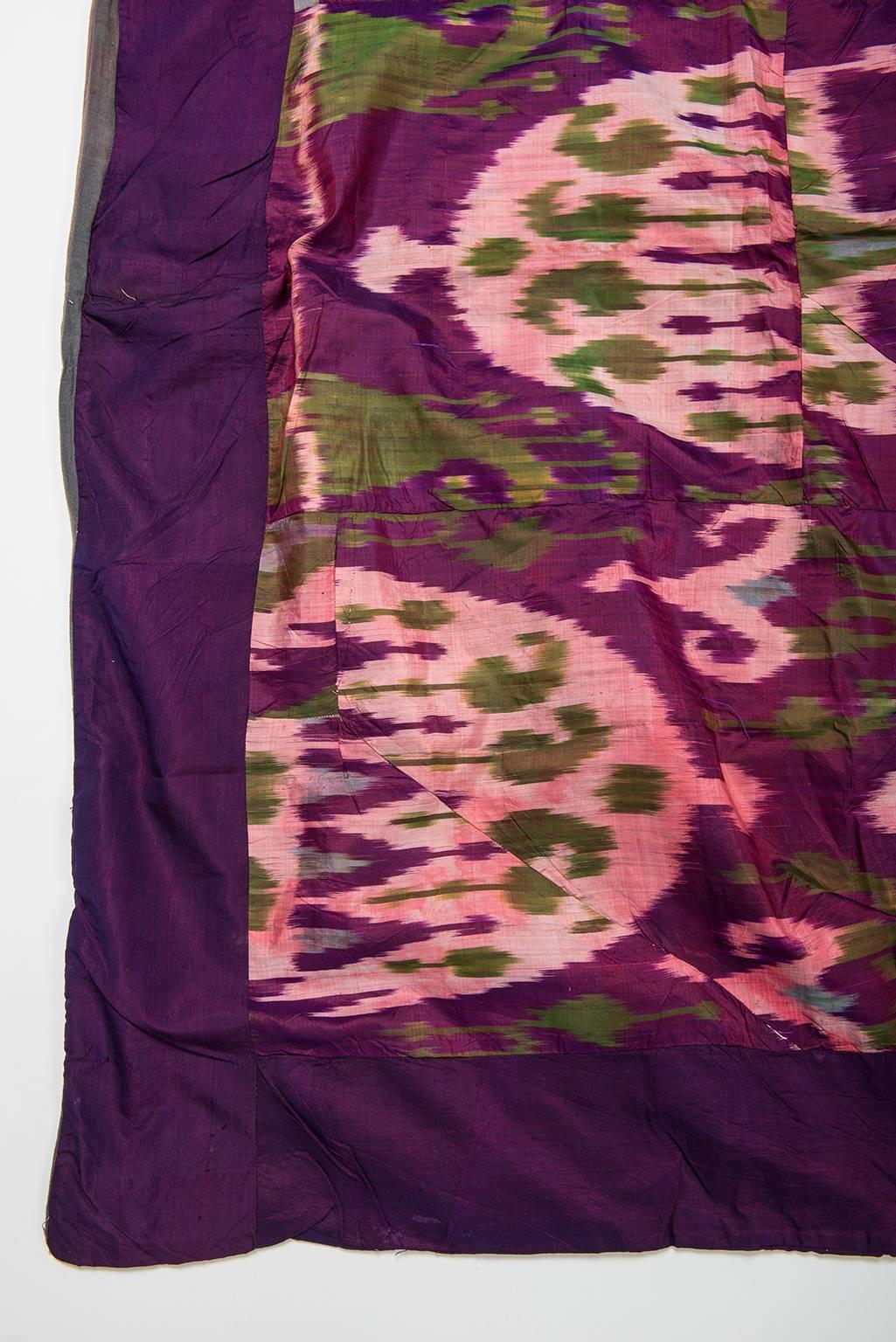Hand-Woven Old   Ikat Bokara Silk Panel Textile , suitable for Table, Bed or Wall Hanging