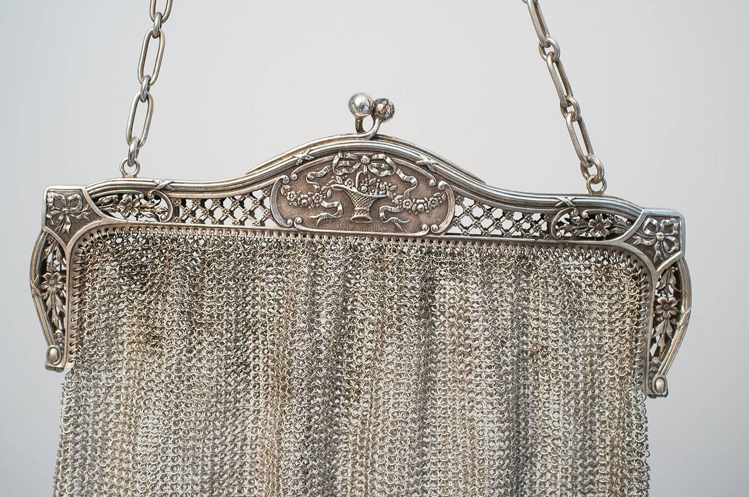  Italian Evening Silver Antique Handbag For Sale 1