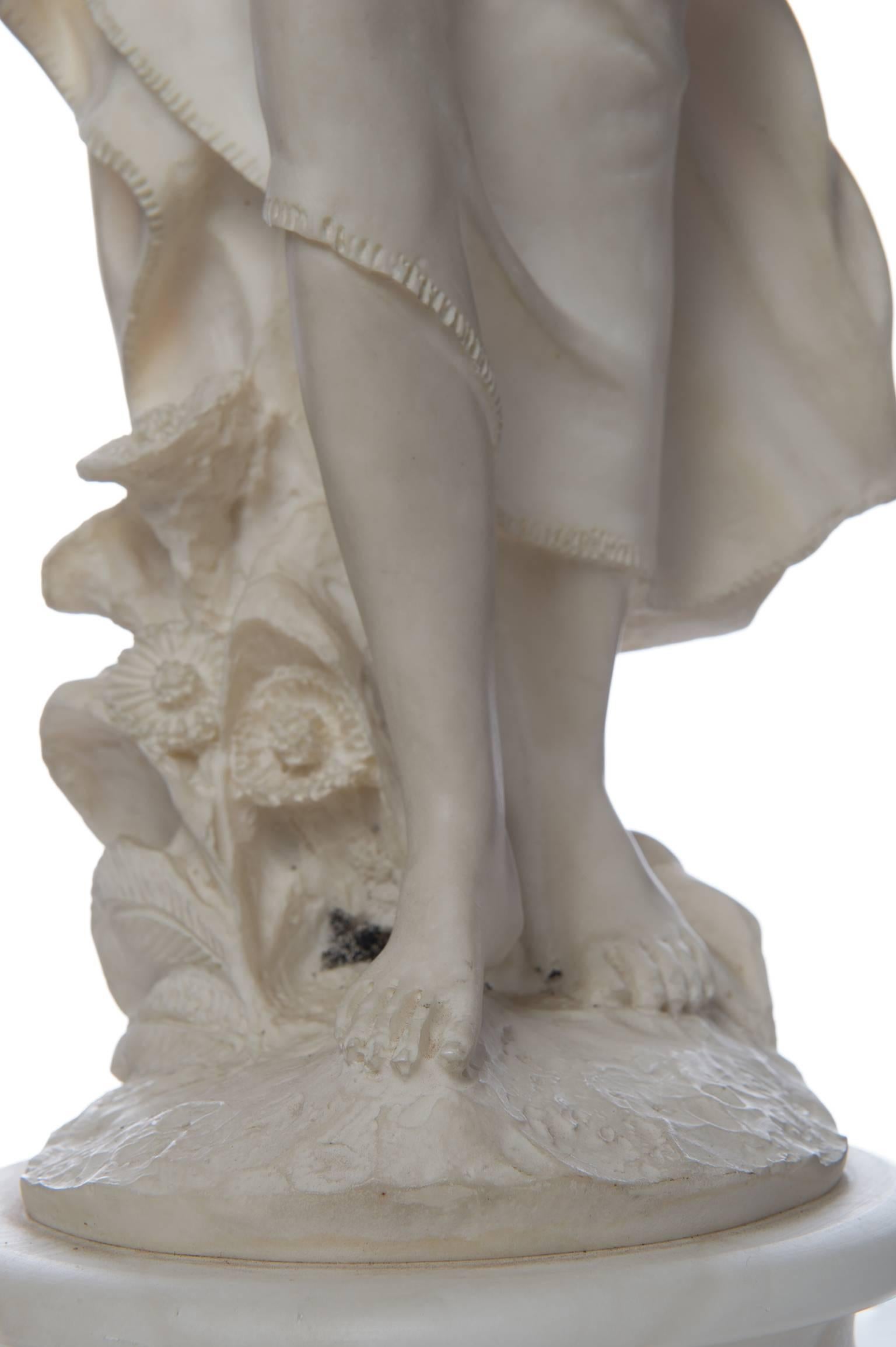  Antique White  Marble Spring Statue Sculpture In Excellent Condition For Sale In Alessandria, Piemonte