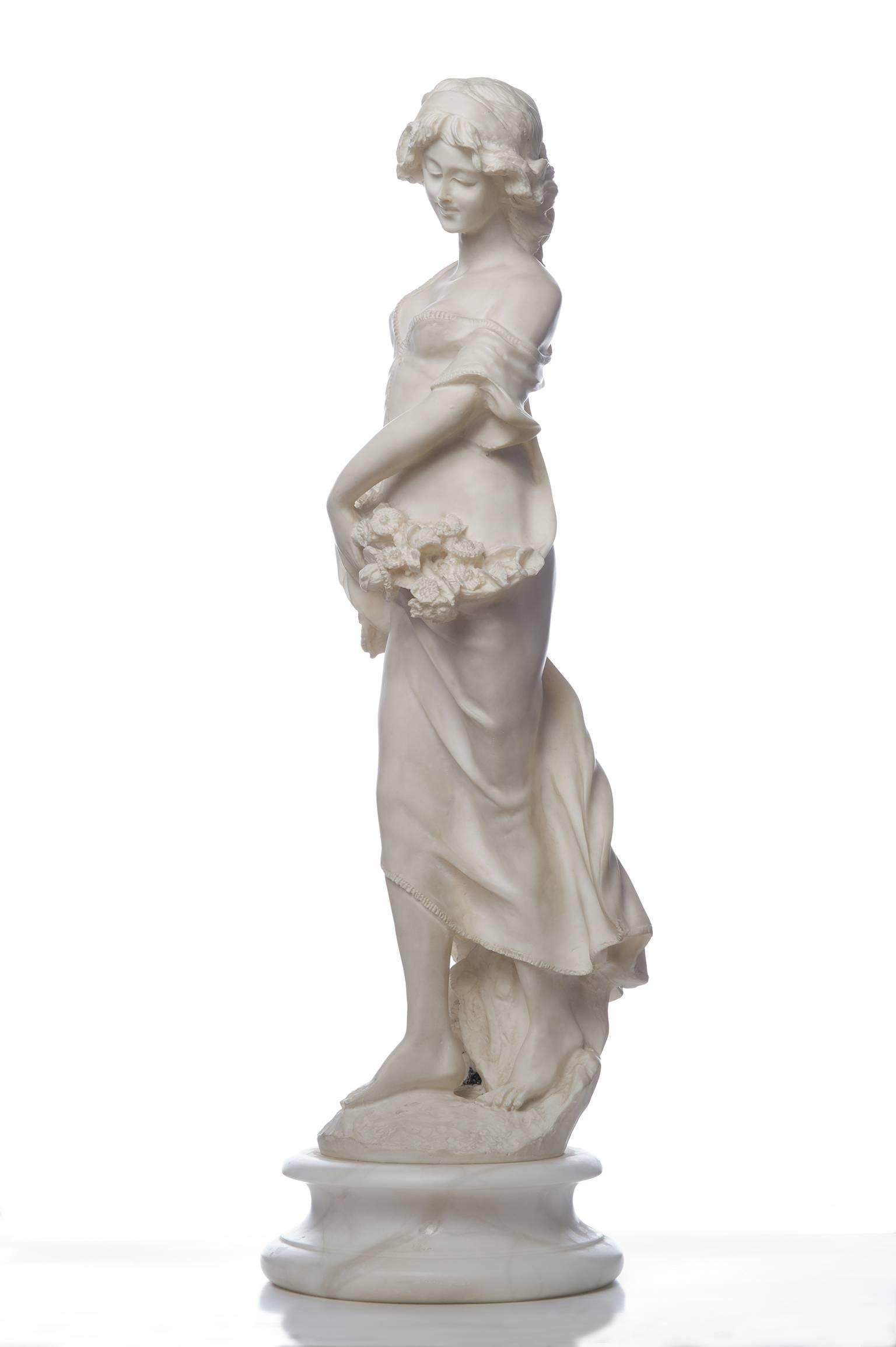  Antikes Weiß  Spring-Statue-Skulptur aus Marmor (Beaux Arts) im Angebot