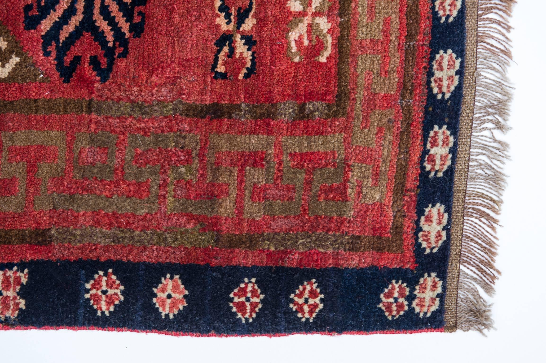 Hand-Knotted Karabagh Vintage  Caucasian Carpet For Sale