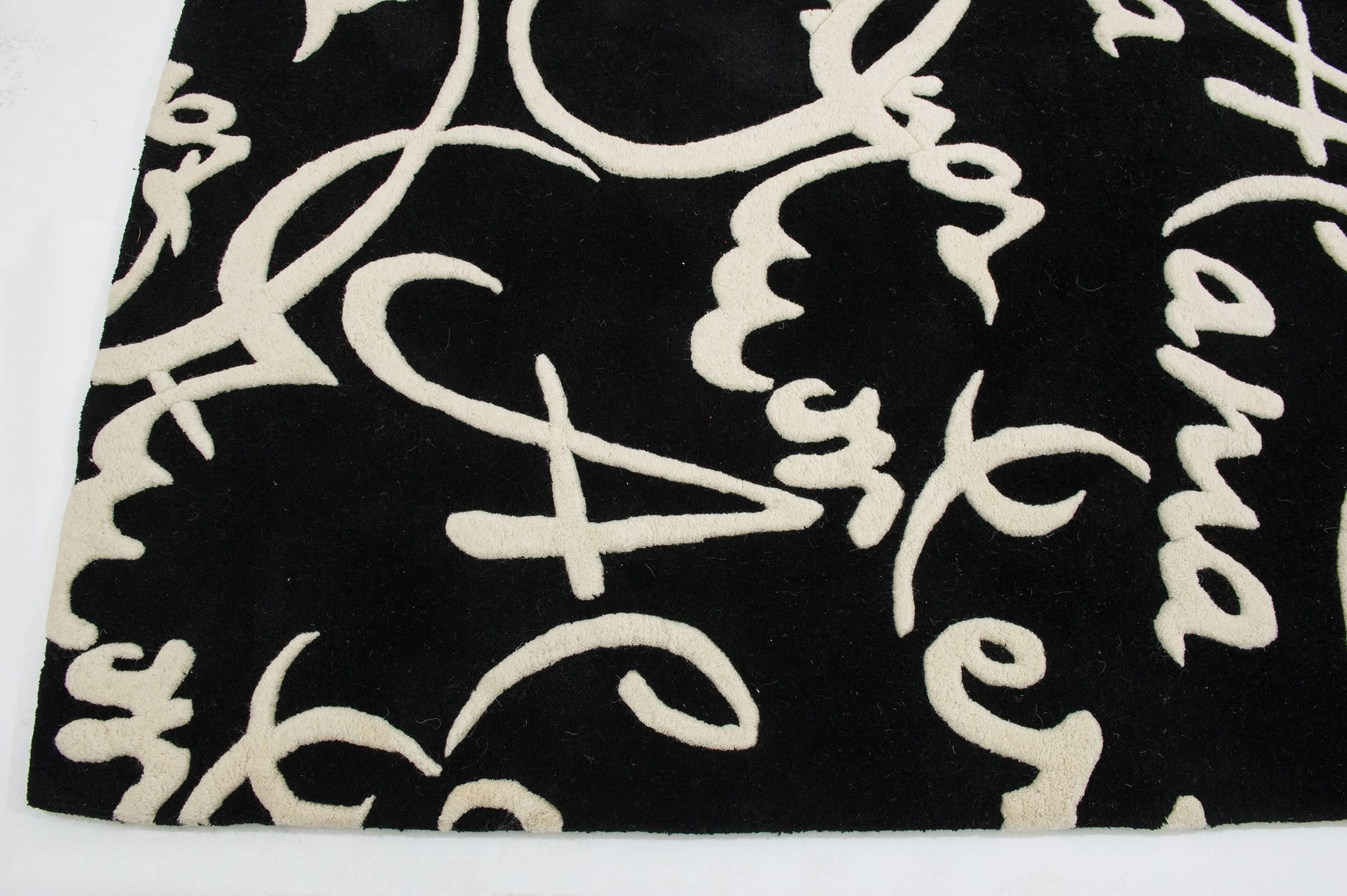 Hand-Woven Modern  Black and White Spanish  Carpet -FINAL CLEARANCE SALE For Sale