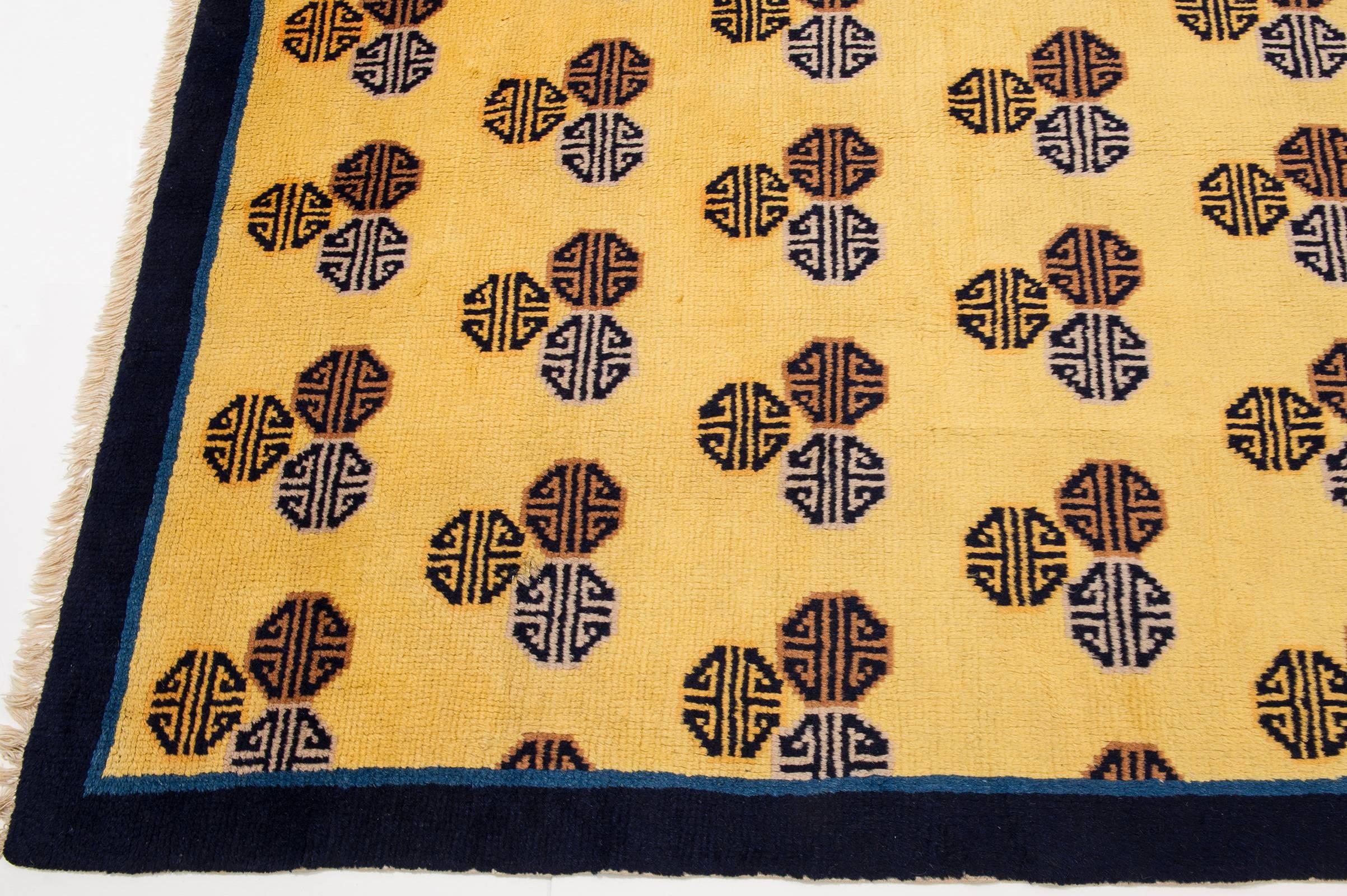 Ningxia-Teppich im Vintage-Stil mit seltenem Cintamani-Muster (Chinesisch) im Angebot