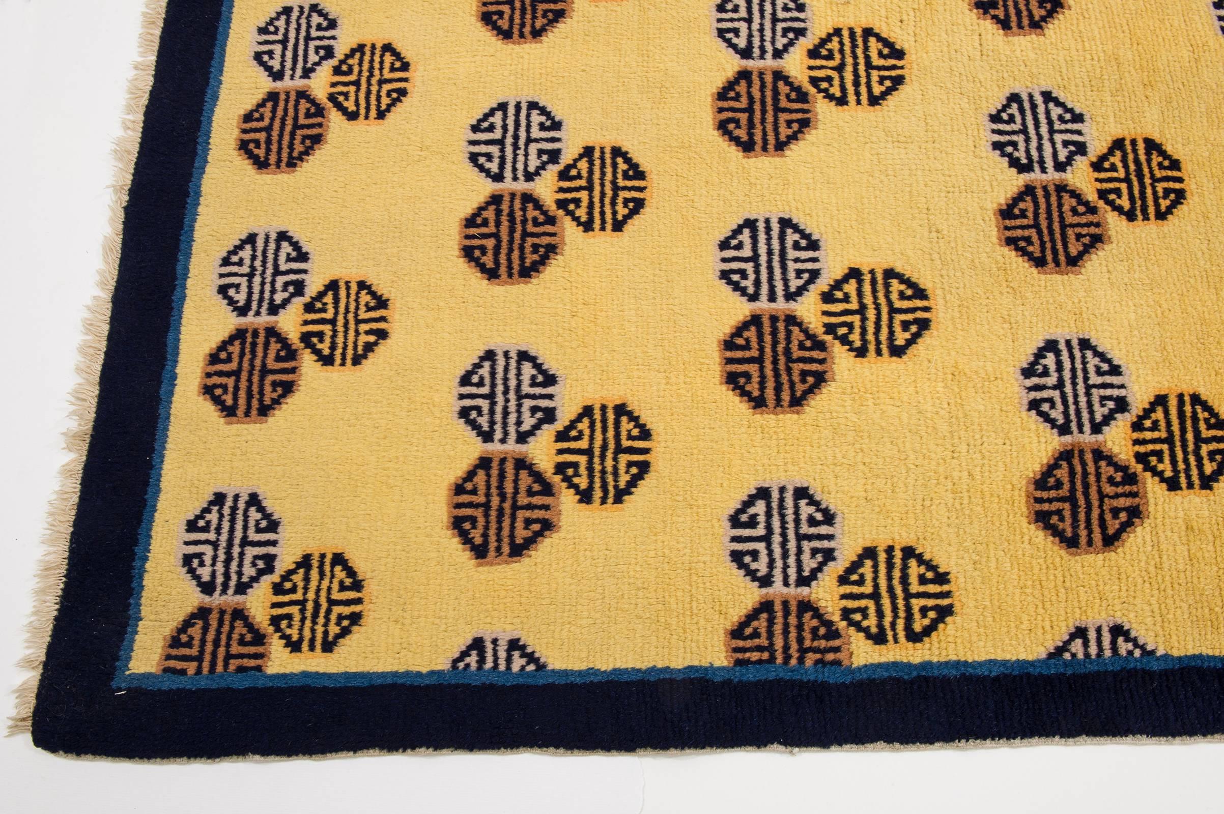 Ningxia-Teppich im Vintage-Stil mit seltenem Cintamani-Muster (Handgeknüpft) im Angebot