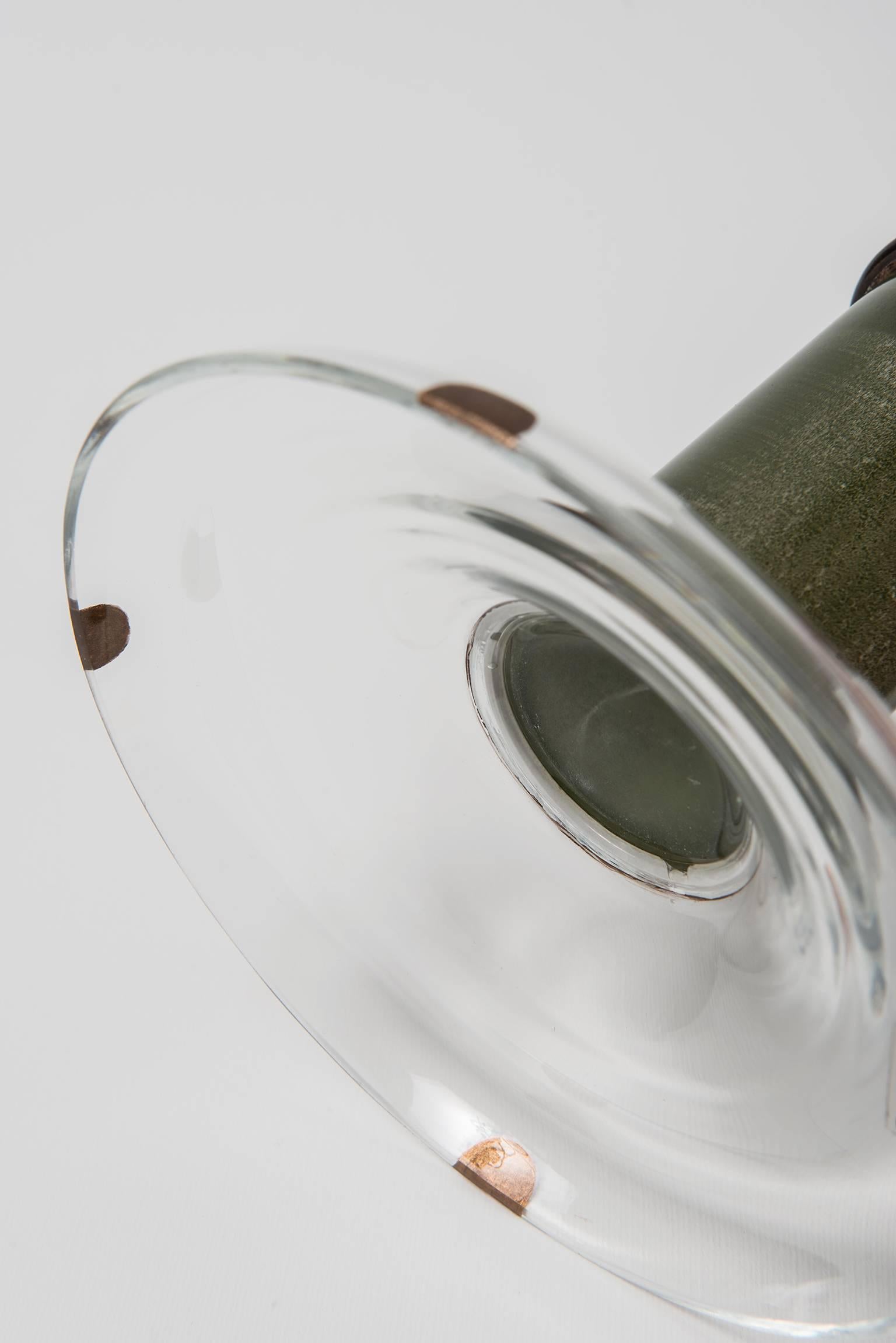 Seguso Signed Green Glass Murano Vase In Good Condition For Sale In Alessandria, Piemonte