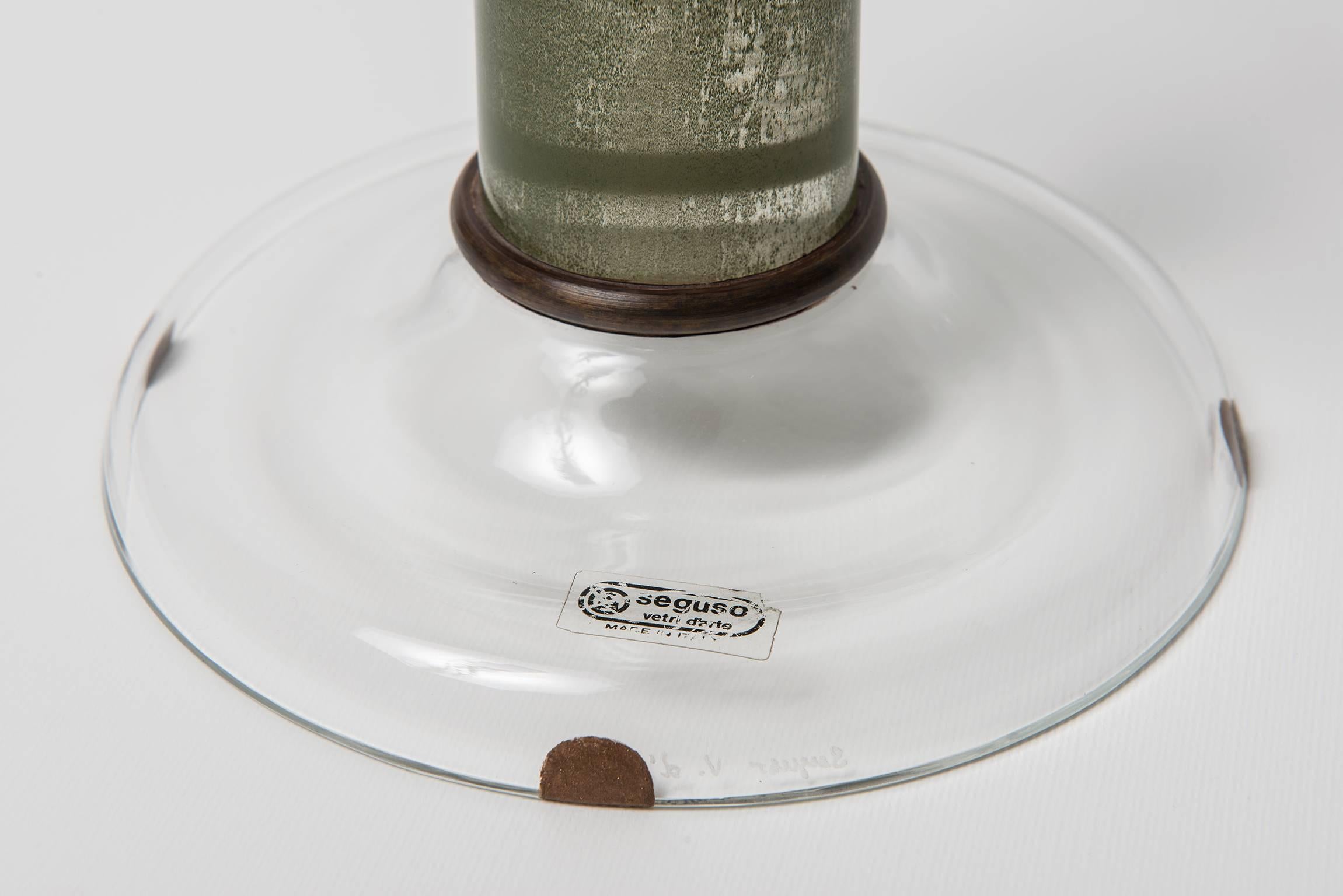  Seguso, signierte Murano-Vase aus grünem Glas (Sonstiges) im Angebot