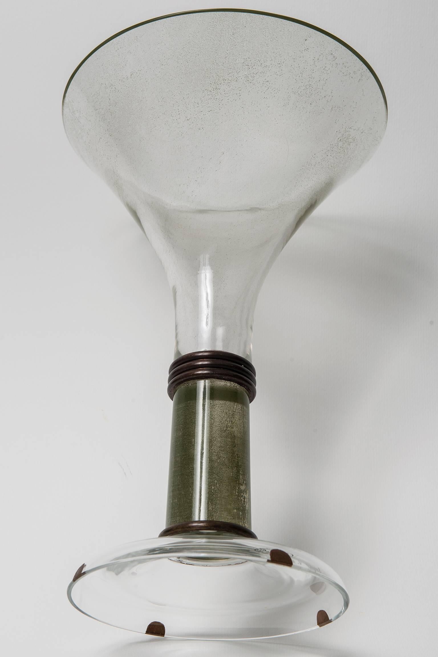 Art Glass  Seguso Signed Green Glass Murano Vase For Sale