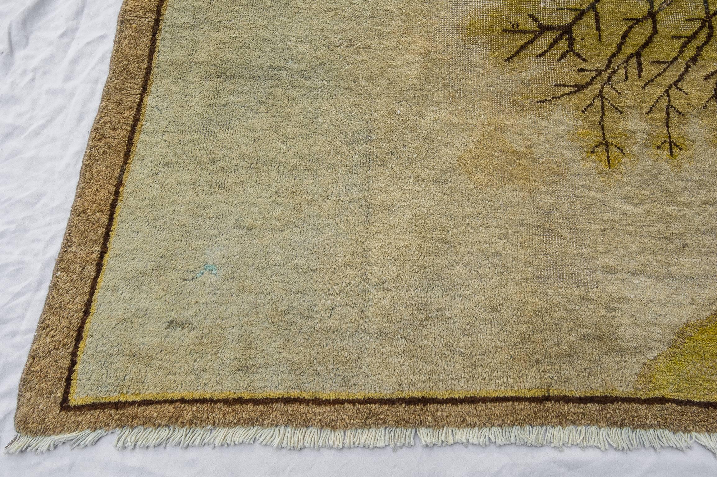 Samarkanda- oder Khotan-Teppich  Teppich mit Landschaft (Handgeknüpft) im Angebot